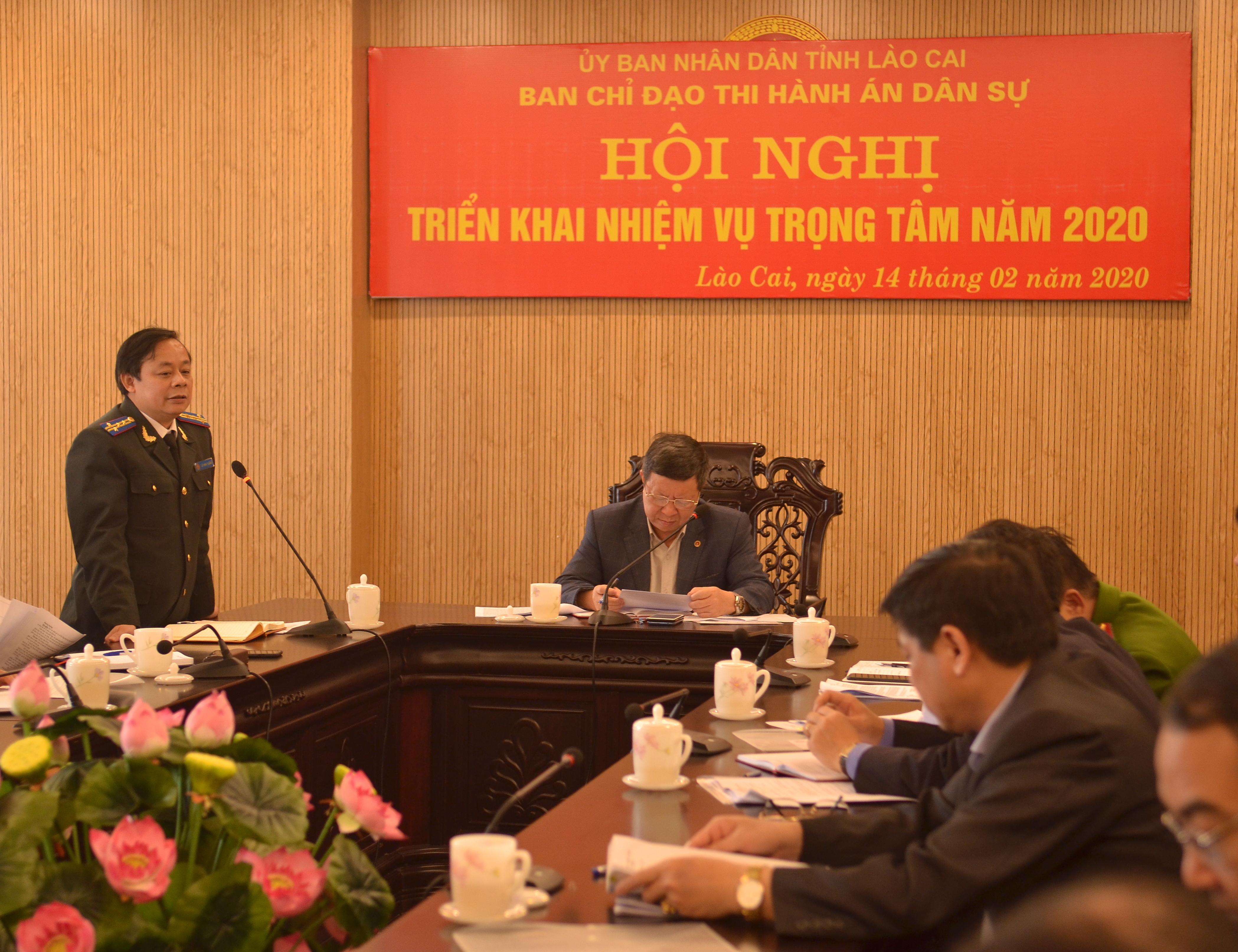 Đc Lê Anh Tuấn Cục trưởng cục THADS tỉnh Lào Cai phat bieu HN trien khai nhiem vu trong tam nam 2020